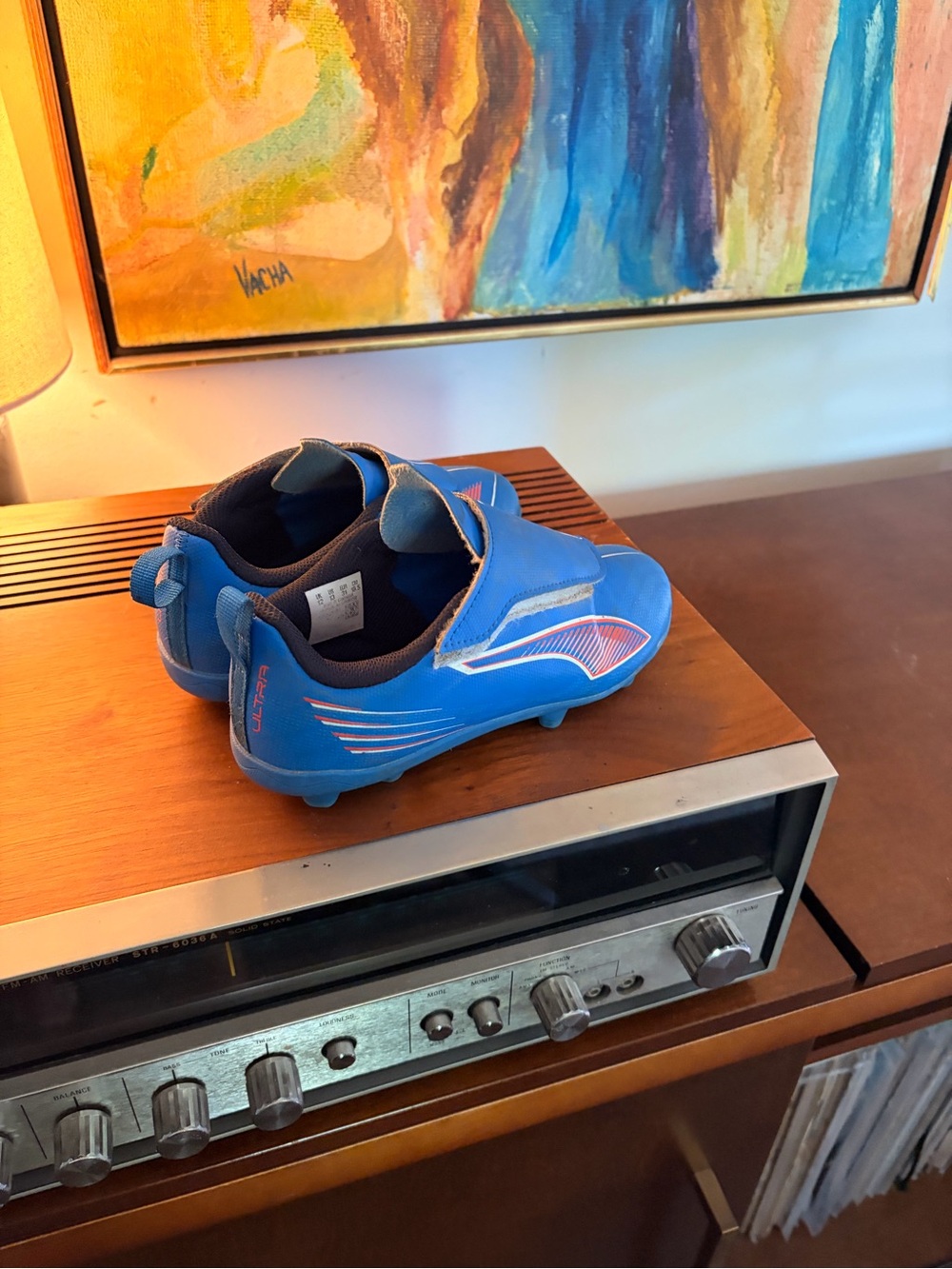 Puma Kids Blue Velcro Soccer Cleats